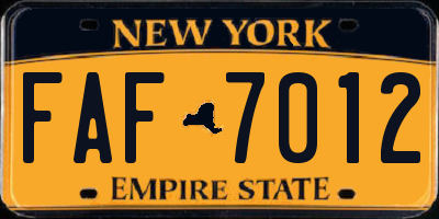 NY license plate FAF7012