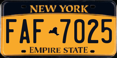 NY license plate FAF7025