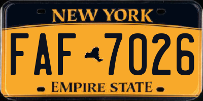 NY license plate FAF7026