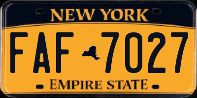 NY license plate FAF7027