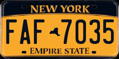 NY license plate FAF7035