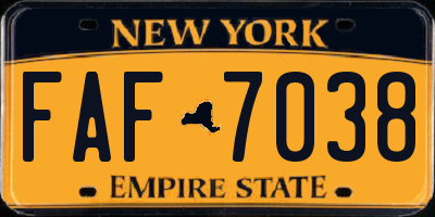 NY license plate FAF7038