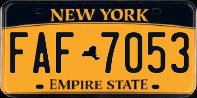 NY license plate FAF7053