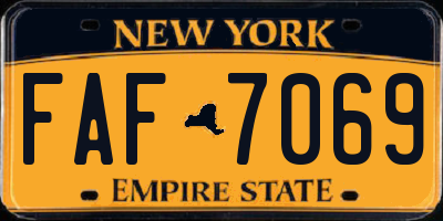 NY license plate FAF7069