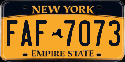 NY license plate FAF7073