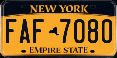 NY license plate FAF7080