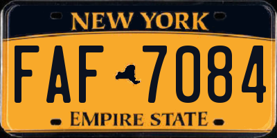 NY license plate FAF7084