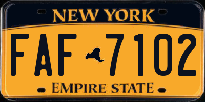 NY license plate FAF7102