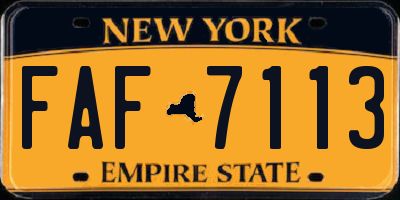 NY license plate FAF7113