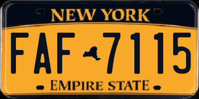 NY license plate FAF7115