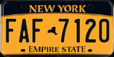 NY license plate FAF7120