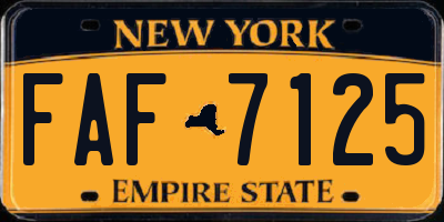 NY license plate FAF7125
