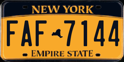 NY license plate FAF7144