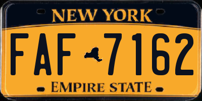 NY license plate FAF7162