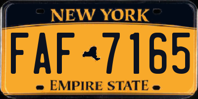 NY license plate FAF7165