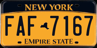 NY license plate FAF7167
