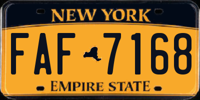 NY license plate FAF7168
