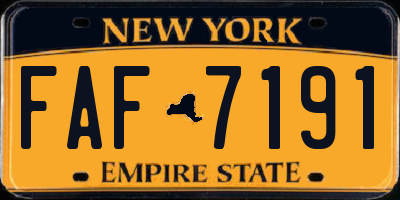 NY license plate FAF7191