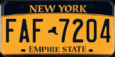 NY license plate FAF7204