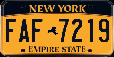 NY license plate FAF7219