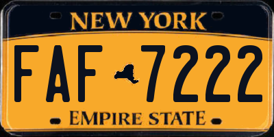 NY license plate FAF7222