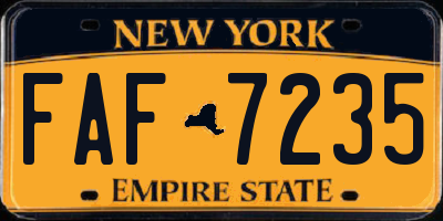 NY license plate FAF7235