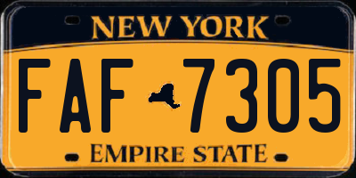 NY license plate FAF7305