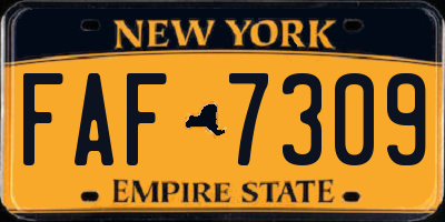 NY license plate FAF7309