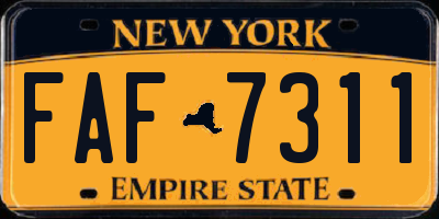 NY license plate FAF7311