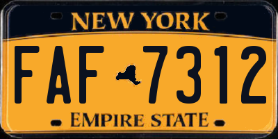 NY license plate FAF7312