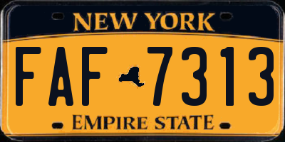 NY license plate FAF7313