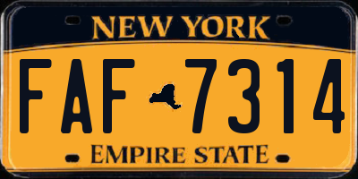 NY license plate FAF7314