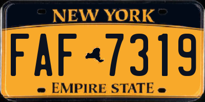 NY license plate FAF7319