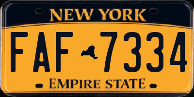 NY license plate FAF7334
