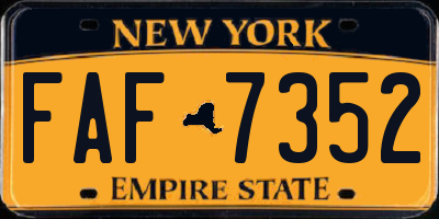 NY license plate FAF7352