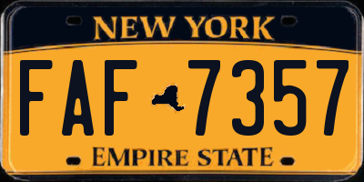 NY license plate FAF7357