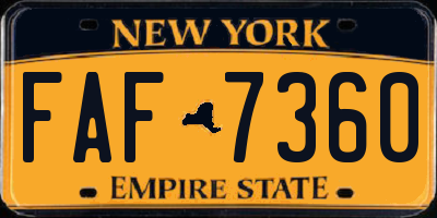 NY license plate FAF7360