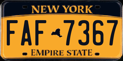 NY license plate FAF7367