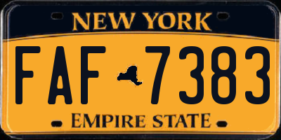 NY license plate FAF7383