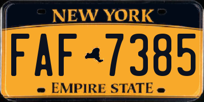 NY license plate FAF7385