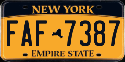 NY license plate FAF7387