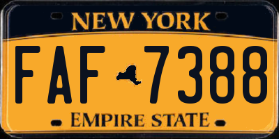 NY license plate FAF7388