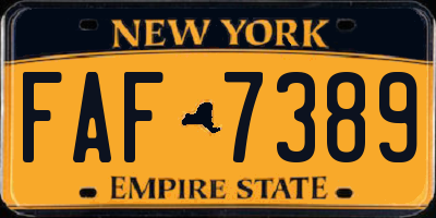 NY license plate FAF7389