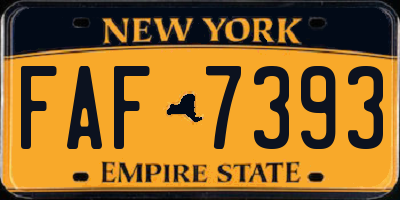 NY license plate FAF7393