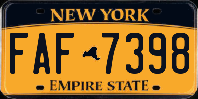 NY license plate FAF7398