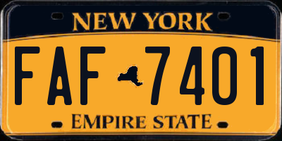 NY license plate FAF7401