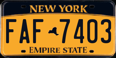 NY license plate FAF7403