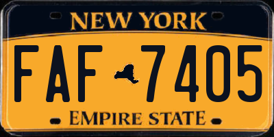 NY license plate FAF7405