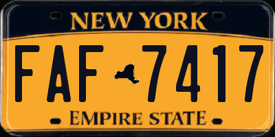 NY license plate FAF7417