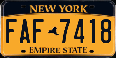 NY license plate FAF7418